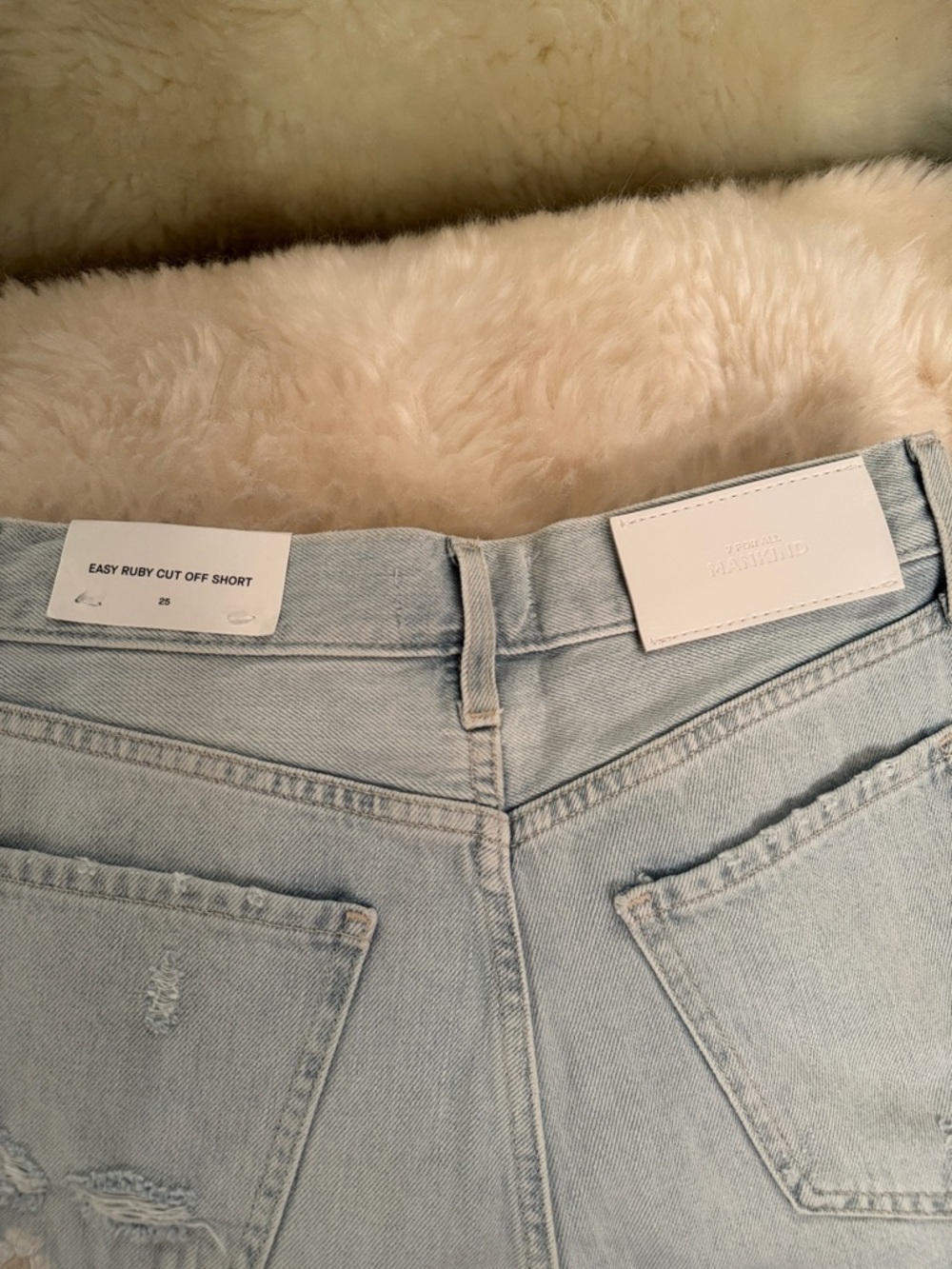 7 For All Mankind Light Blue Embroidered Floral Denim Shorts - Picture 3 of 6